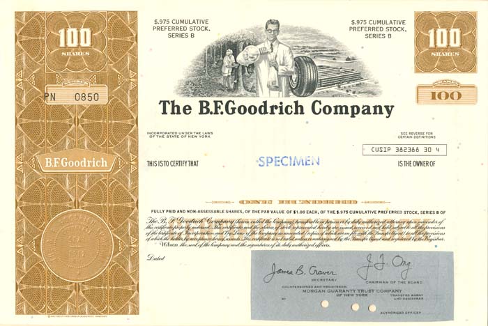 B.F. Goodrich Co. - Specimen Stock Certificate